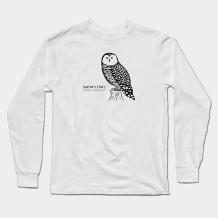 Snowy Owl with Common and Latin Names - hand drawn owl design Long Sleeve T-Shirt